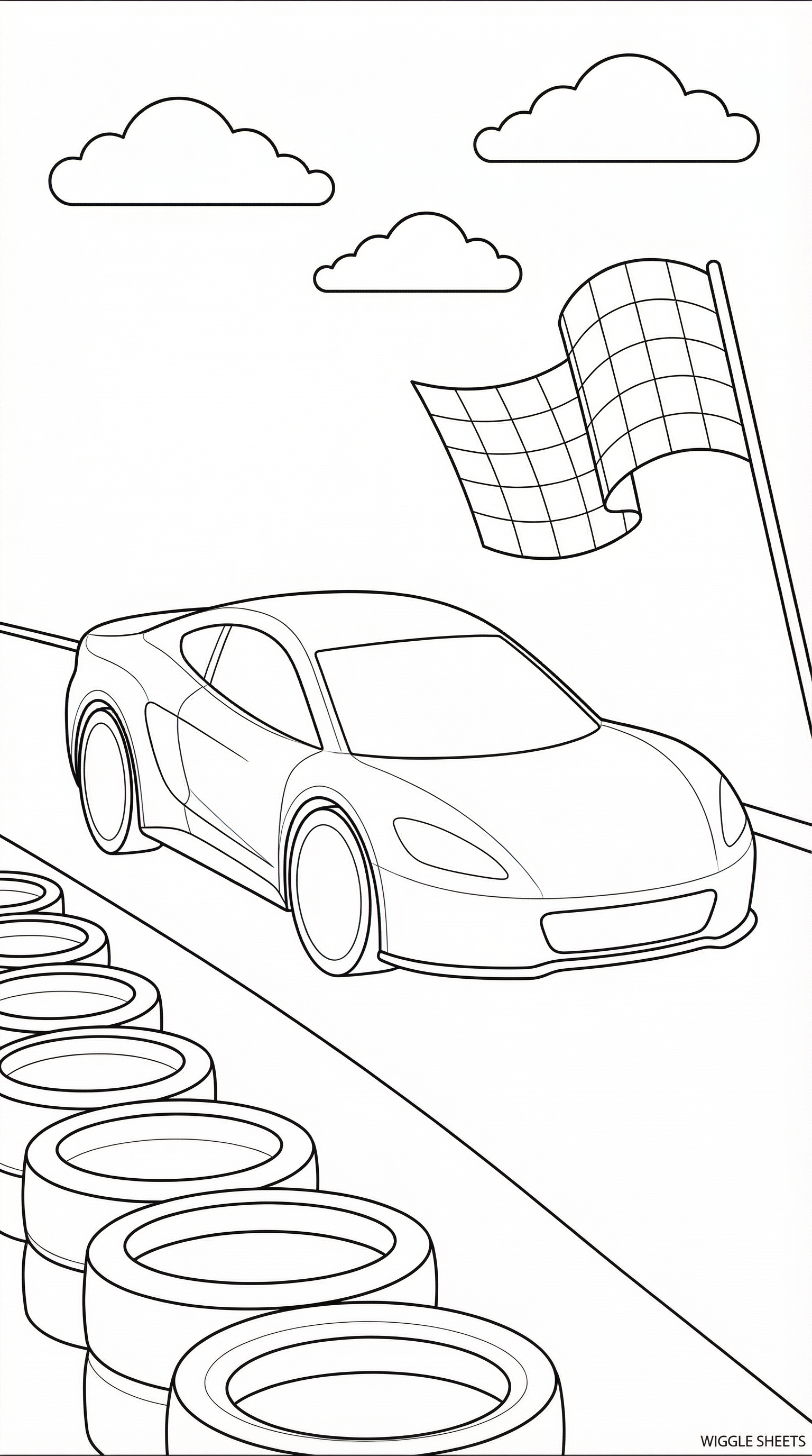 Blue Race Car Coloring Page